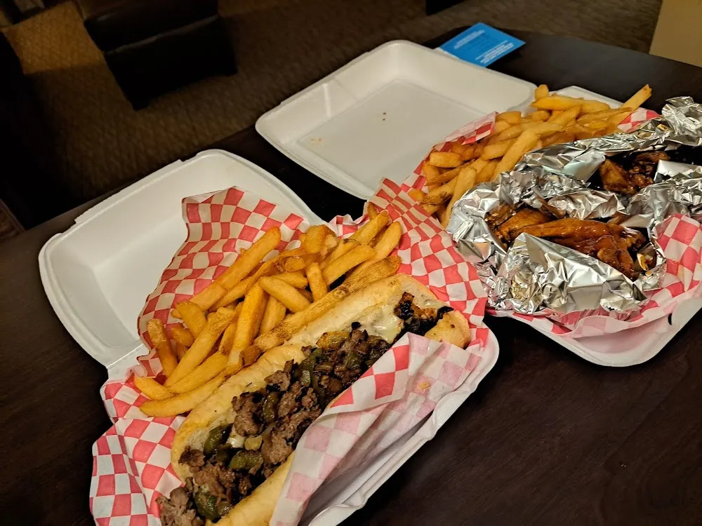 Philly Cheese Steak with Fries and Wings